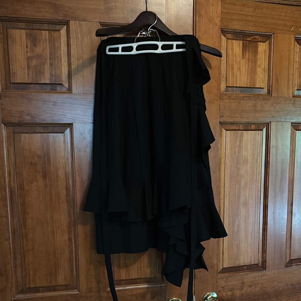 JW ANDERSON Black Midi Wrap Skirt with Asymmetrical Hem